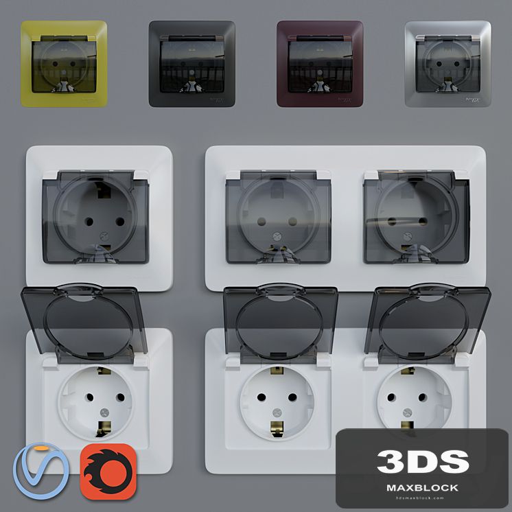Sockets waterproof Schneider Electric Glossa