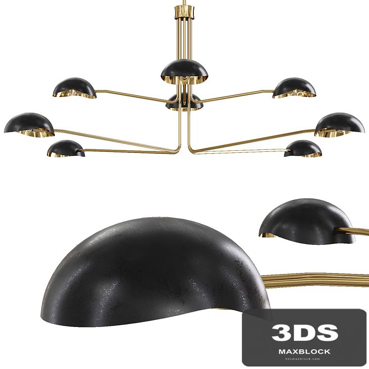 Restoration Hardware CONVESSI CHANDELIER ROUND 72 Black and Brass