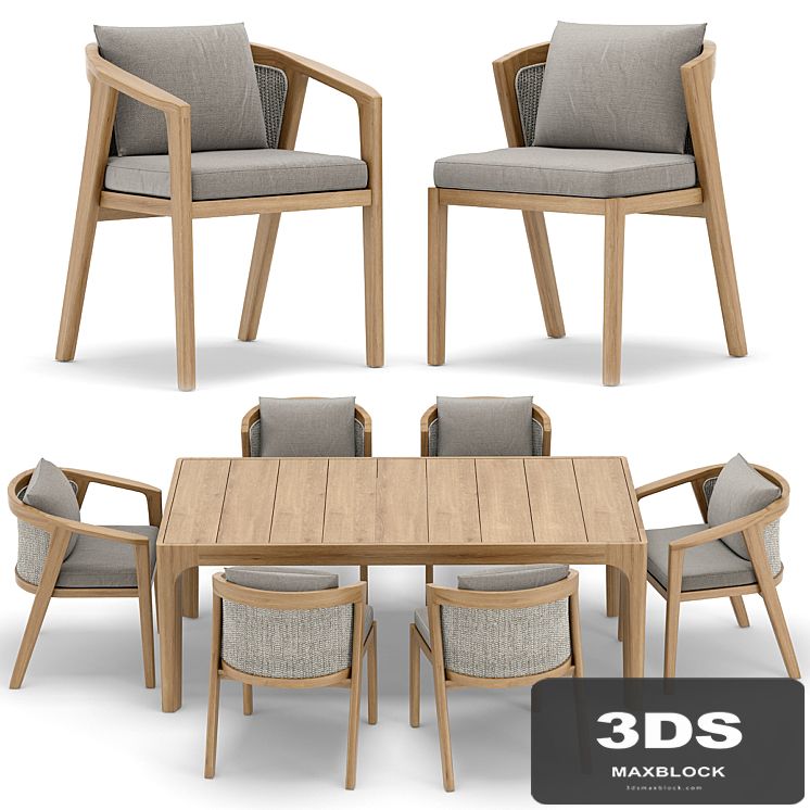 RH Outdoor Malta restangular table and chair