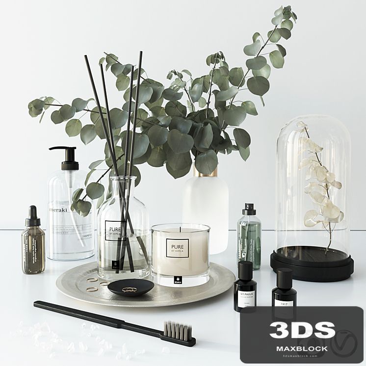 Bathroom set with eucalyptus