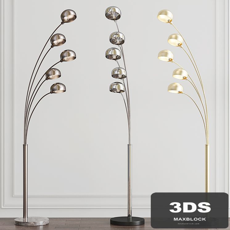Penbrook Chrome & White Arc Floor Lamp by ELK Home