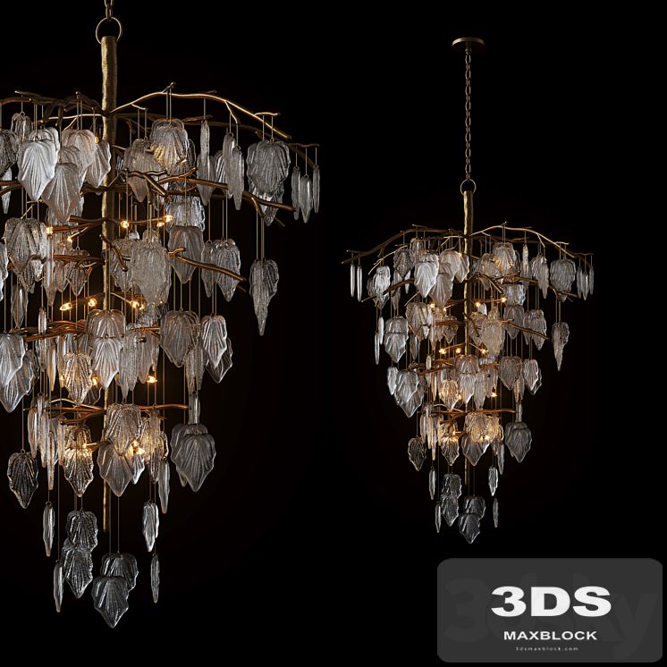 Sugar Leaf: Glass Leaf Twenty-Six-Light Chandelier