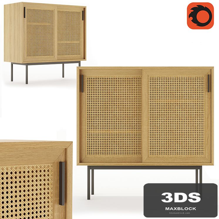 WASKA wardrobe with 2 sliding doors with wicker stakes (LA REDOUTE INTERIEURS)