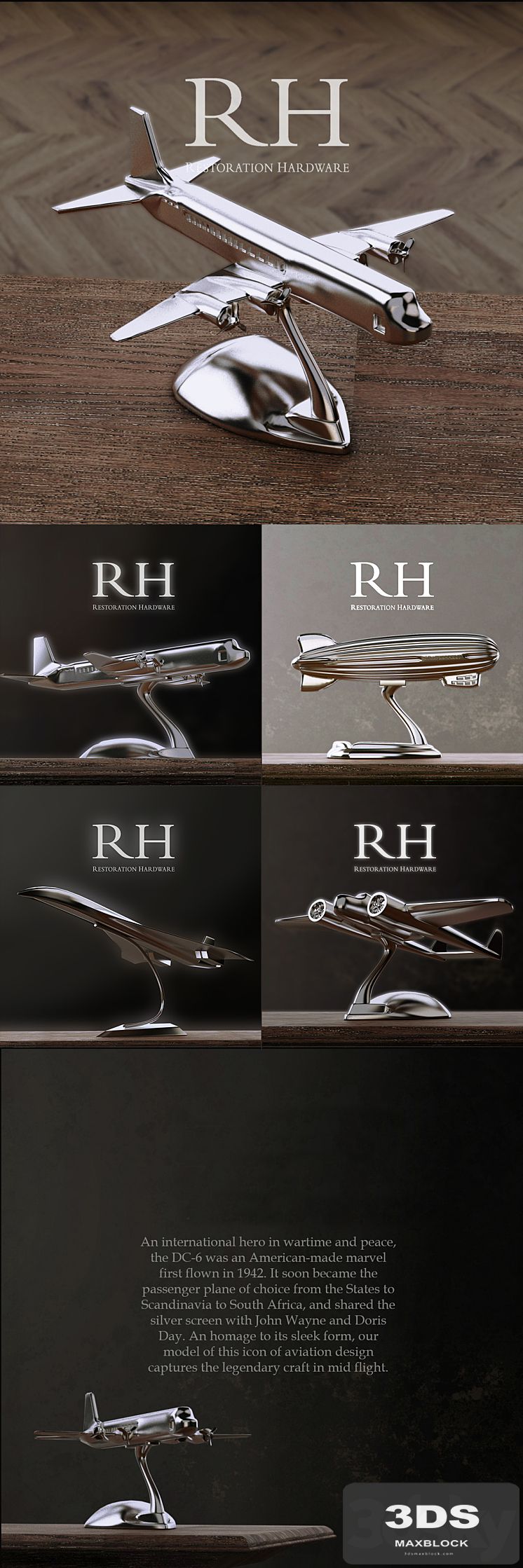 RH AIRCRAFTS DECORATION SET OF 4