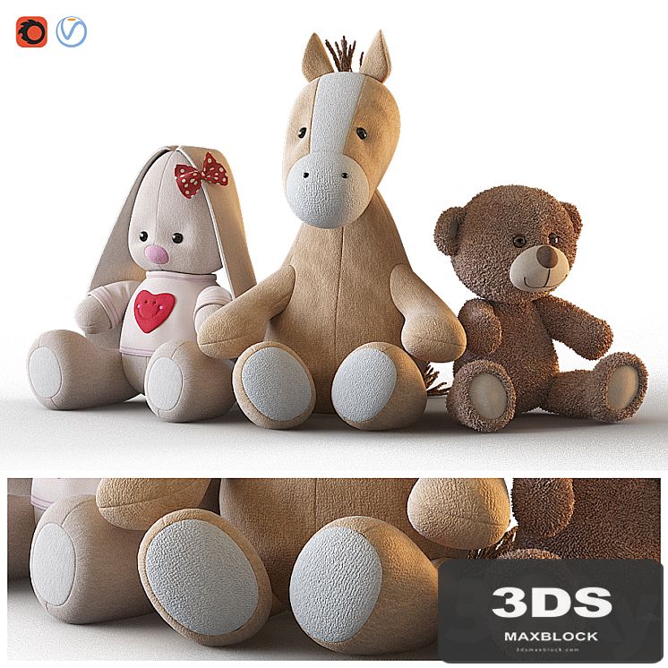 Three plush toys