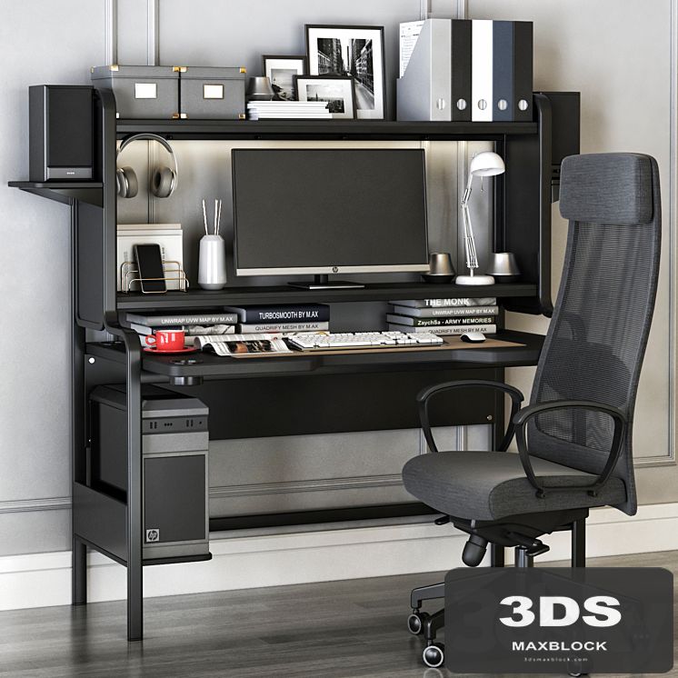 IKEA workplace set with FREDDE desk and MARKUS chair