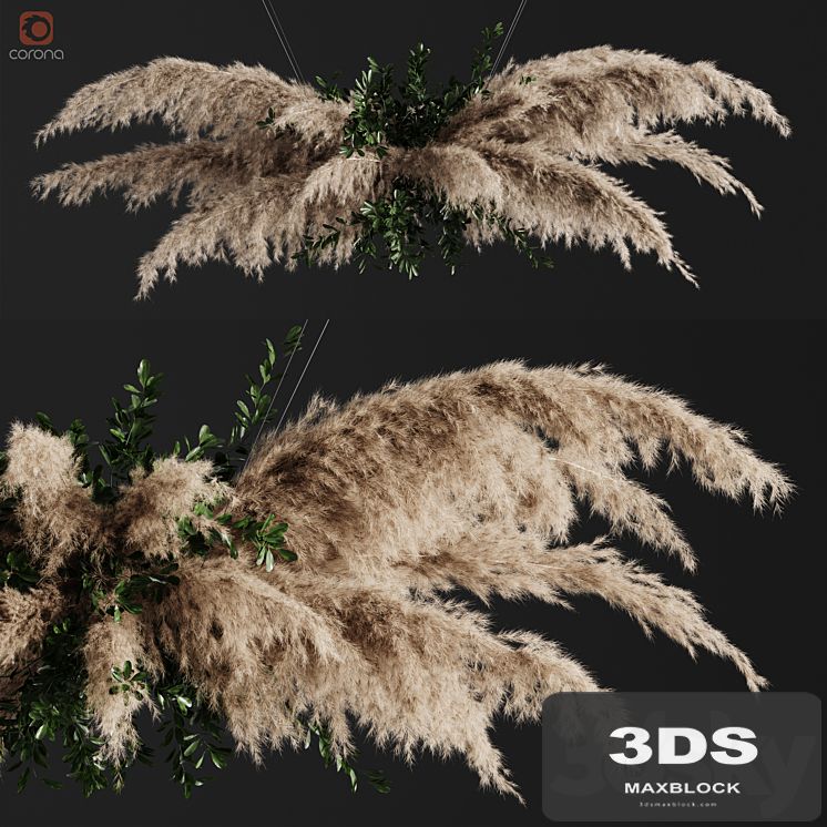 Pampas grass chandelier 01