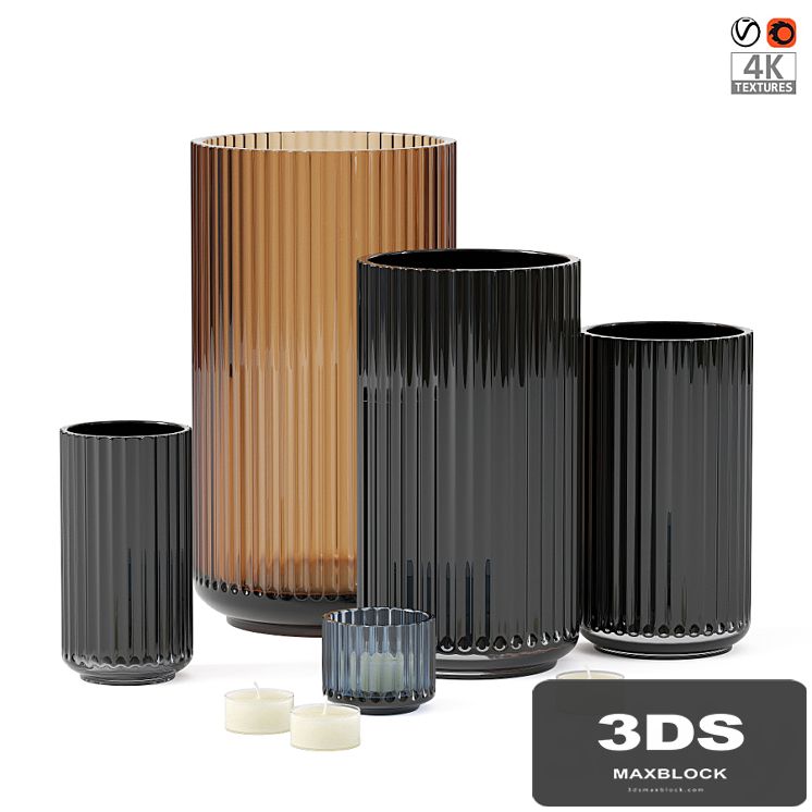 Glass vases with candleholders Lyngby Porcelæn