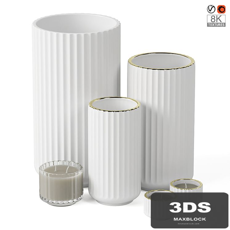Porcelain vases with candleholders Lyngby Porcelæn