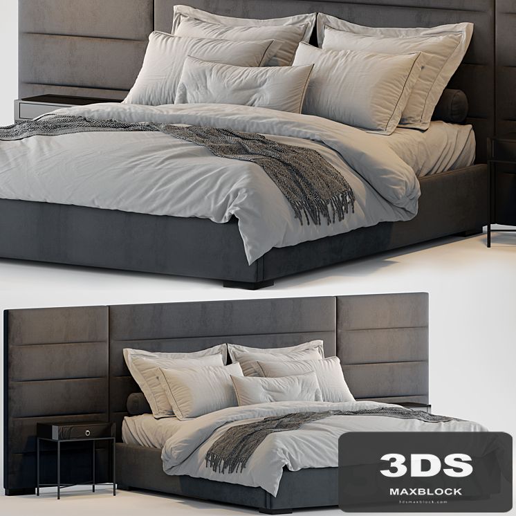 RH Modena Horizontal Channel Panel Fabric Platform Bed2