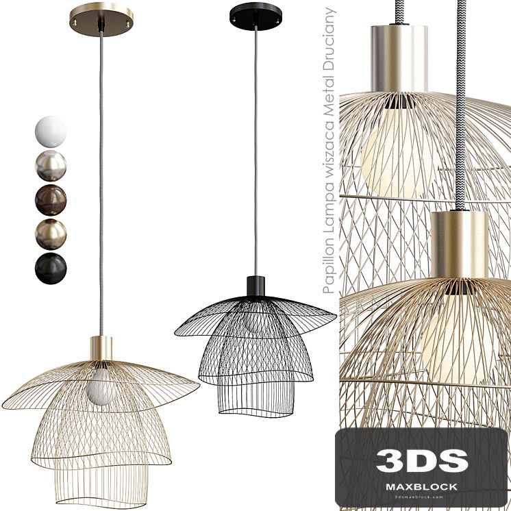 Papillon lampa wiszaca metal druciany