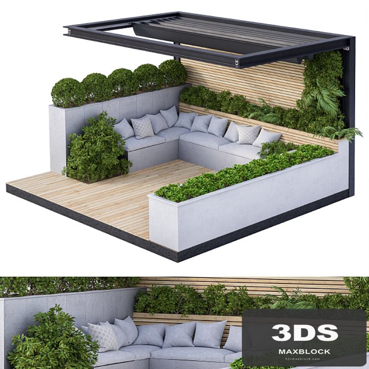 Roof Garden and Landscape Furniture with Pergola 02