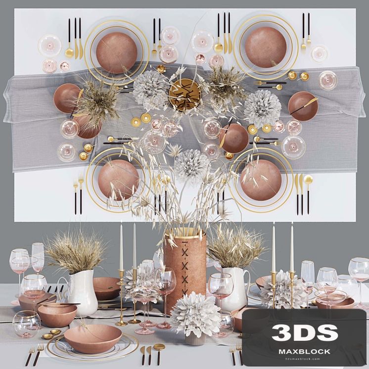 Table setting with dried flowers