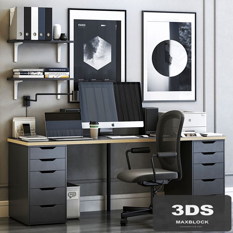 IKEA ALEX workplace with FLINTAN chair