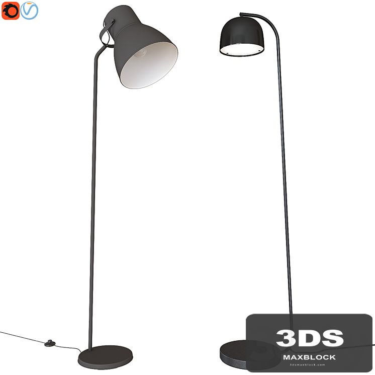 A set of floor lamps. IKEA HEKTAR  Grant Floor Lamp EU Black