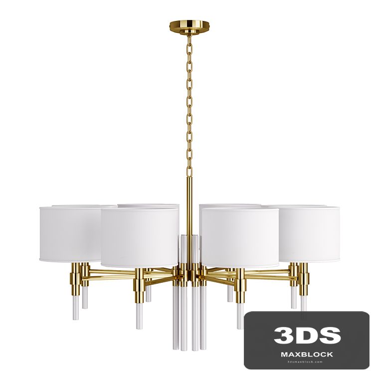Elico pendant chandelier with white lampshades