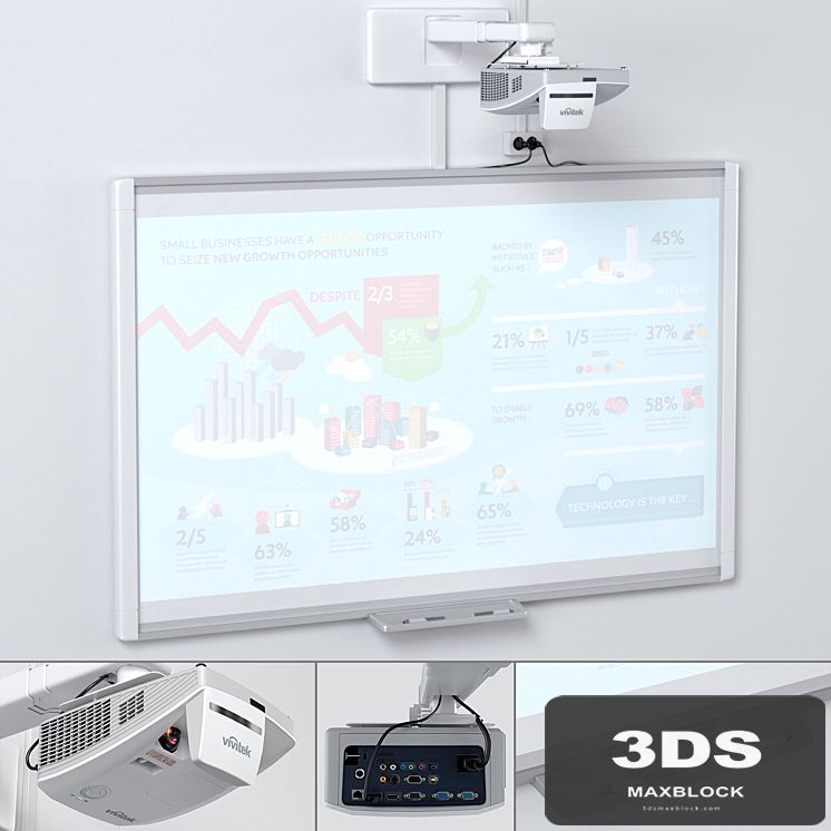 Smart SBM685 Whiteboard with Vivitek DH758UST Projector and Mount