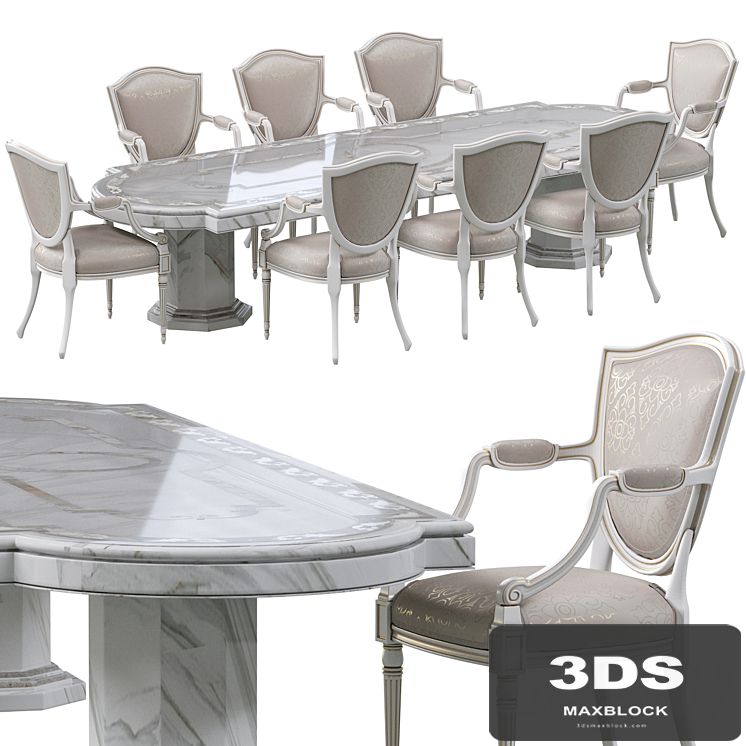 Classic dining chair and marble table
