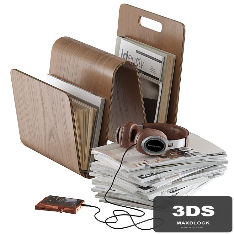 Magazine rack holder book stack headphone floor accessories decor