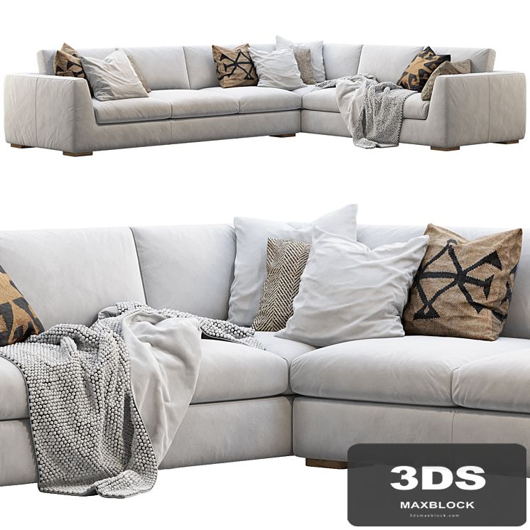 RH Modena Taper Arm L-Sectional sofa
