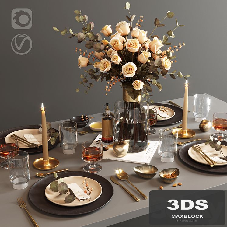 Table setting with roses