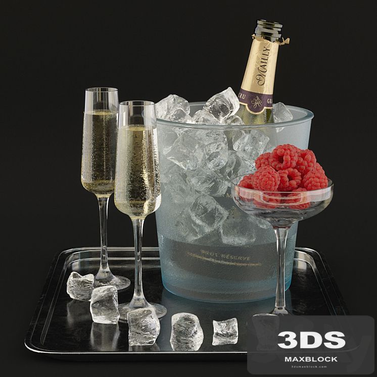 Champagne with raspberries
