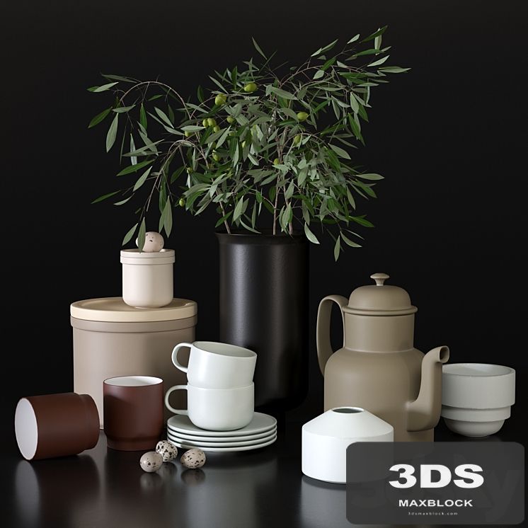 Decorative set with dishes for the kitchen