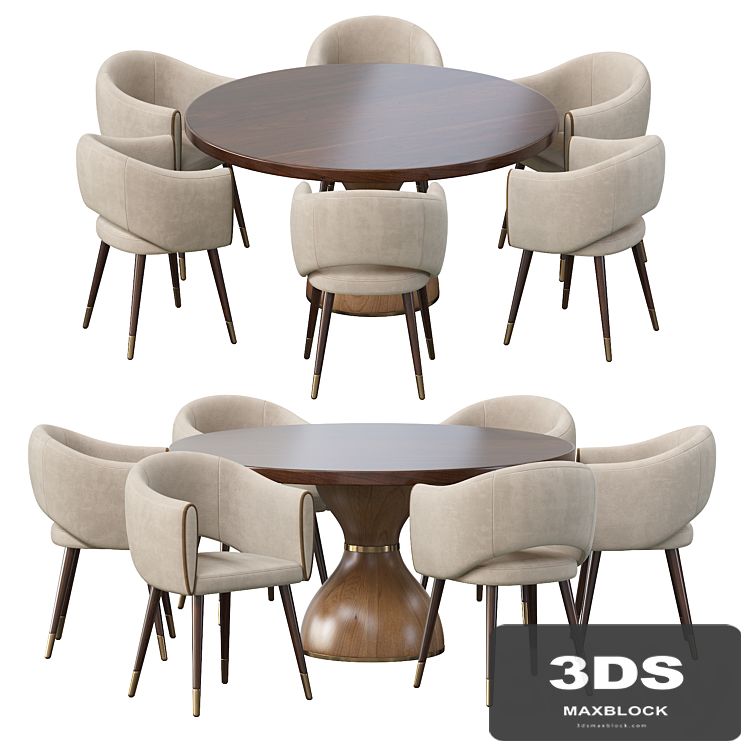 GRACE ARMCHAIR and POINT REYES BOTTICELLI LARGE ROUND DINING TABLE