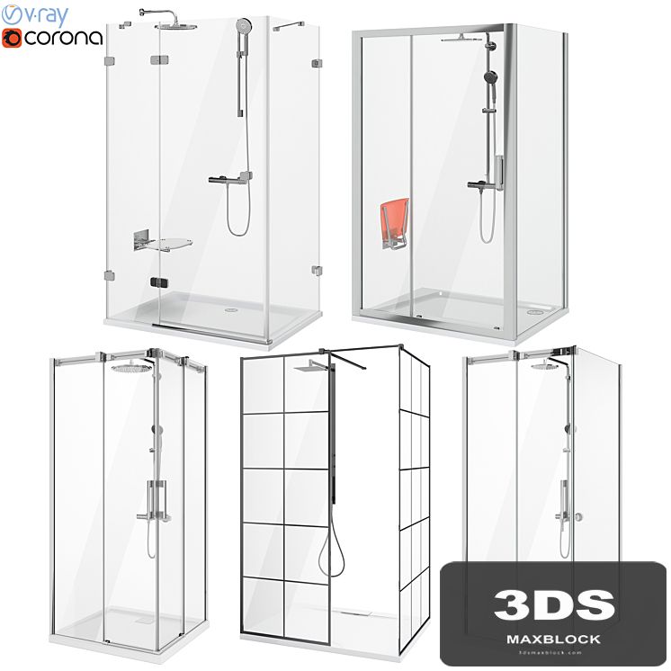 Set of shower cabins Ravak and Radaway set 89