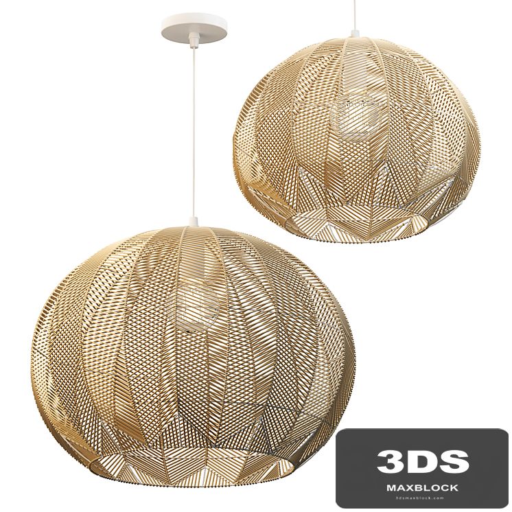 NATURAL ROUND RATTAN PENDANT