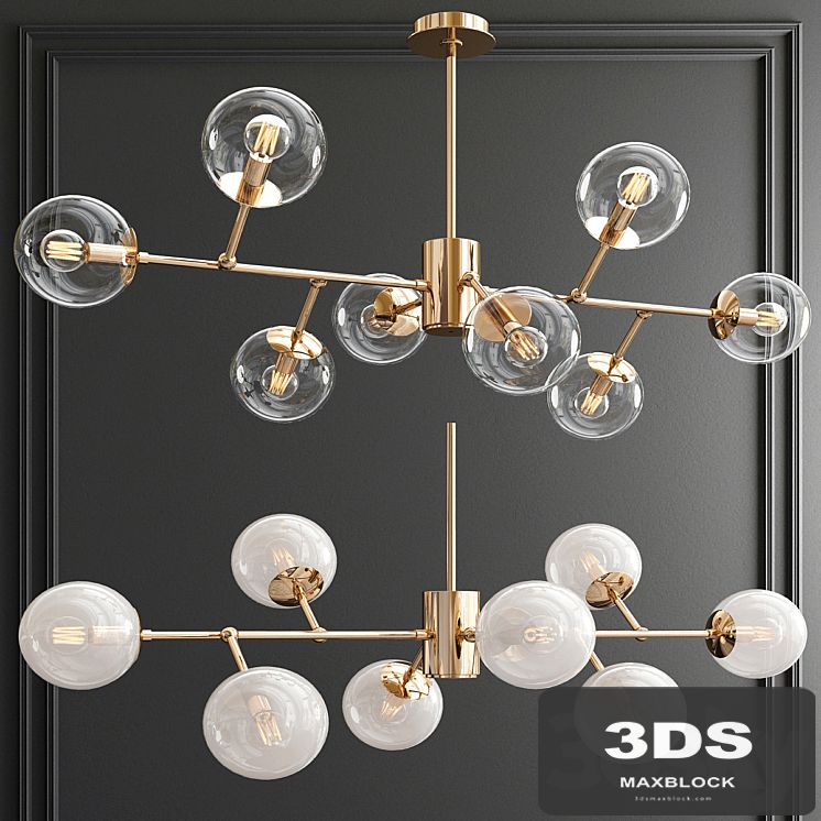 Modern Espalier Branching Globe Chandelier