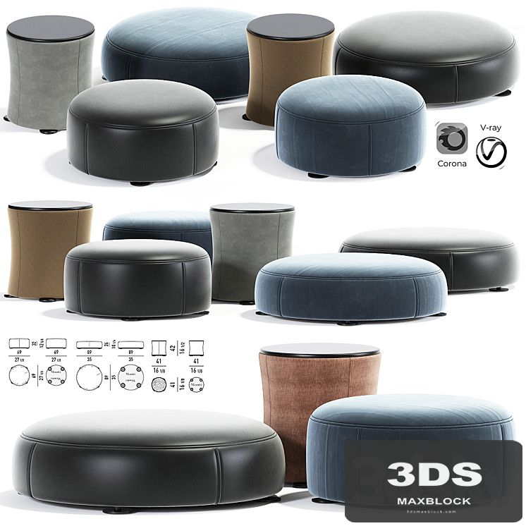 Davis pouf set minotti