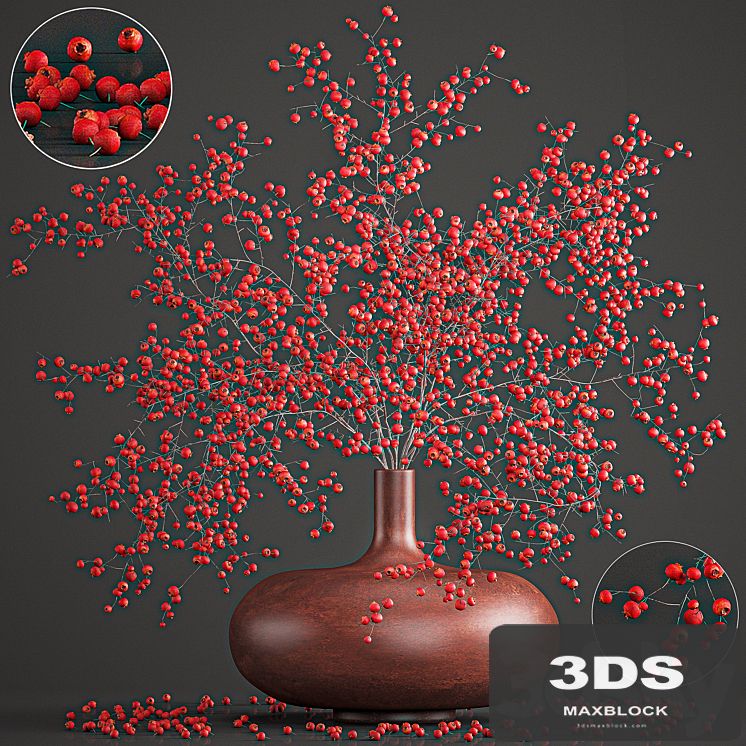 Bouquet 97. Branches, berries. Branches, berries, vase, natural decor, red