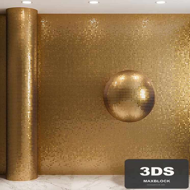 Gold mosaic material on glass