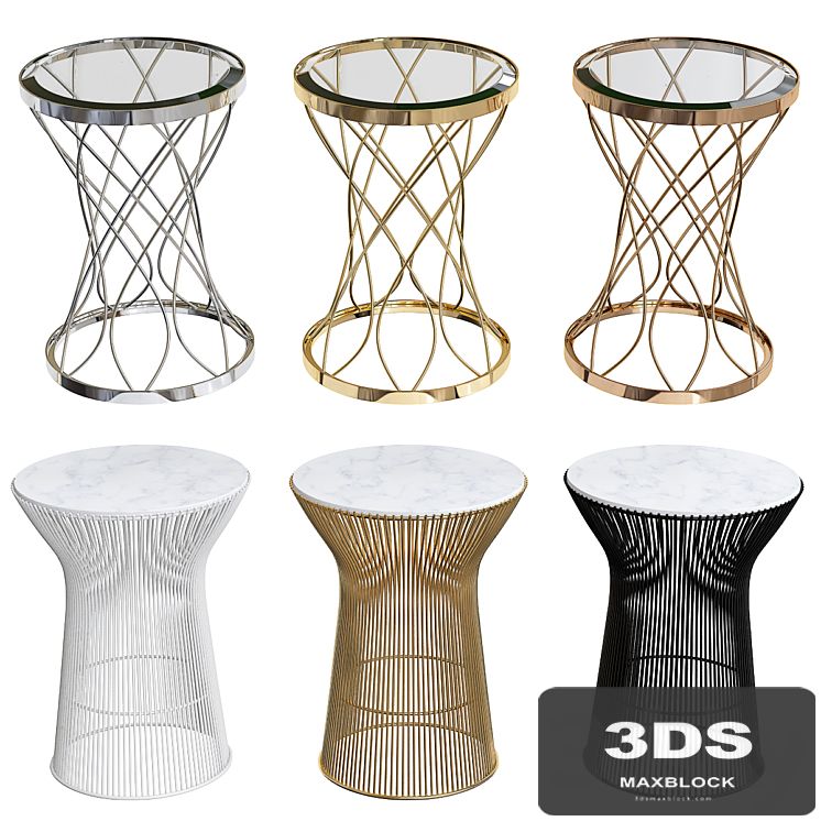 Carrara Marble Platner Side Table Set