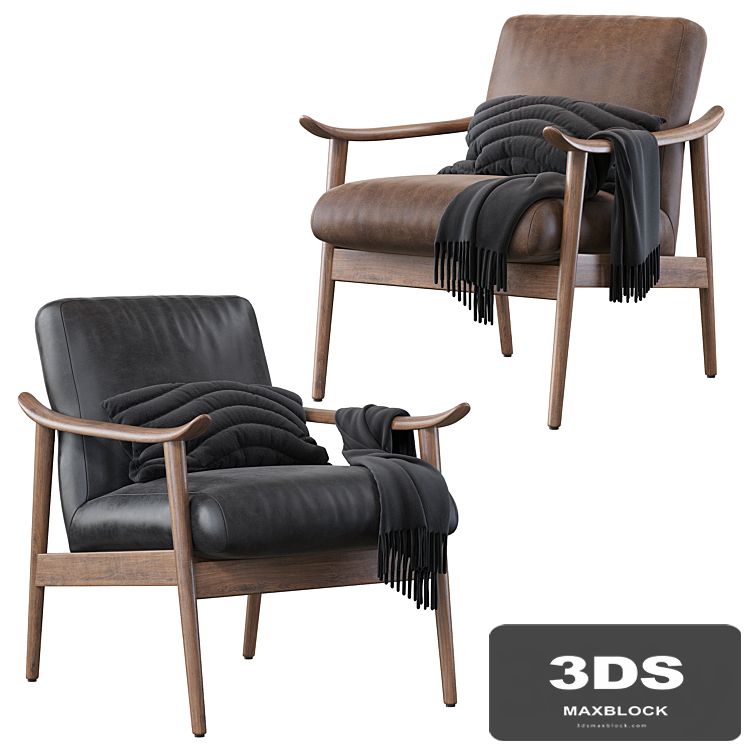 Mid-Century Vegan Leather Show Wood Chair
