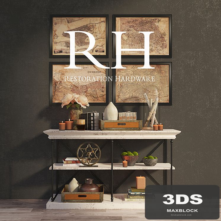 RH PARISIAN CORNICE CONSOLE and DECOR