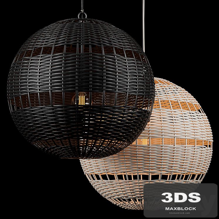 RH Montauk rattan round pendant