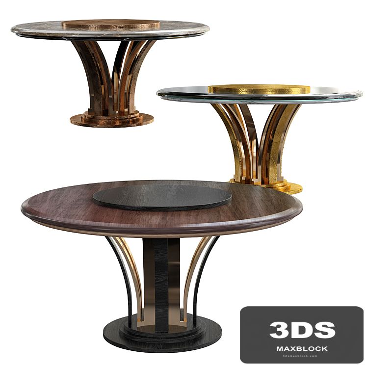 AR Arredamenti WALNUT WOOD ROUND DINING TABLE
