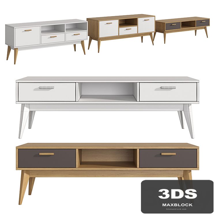 Furniture collection Nordic Scandi / Snow / Gray No. 2 TV stands
