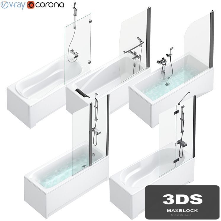 Bath and shower curtains Villeroy & Boch, Sanitana, Roca, Ideal and Cersanit set 95