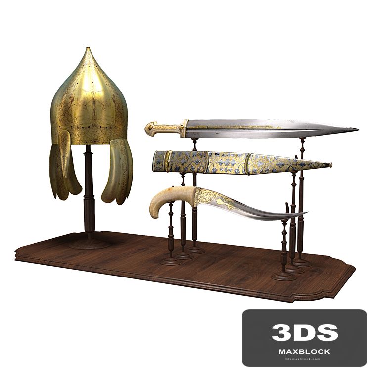 antic dagger and helmet