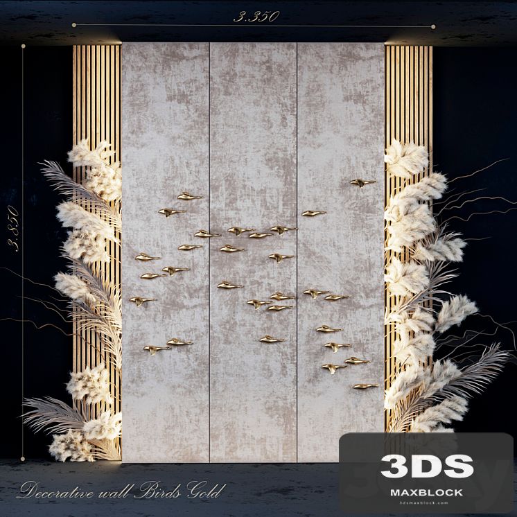 Decorative panel_Birds Gold 5