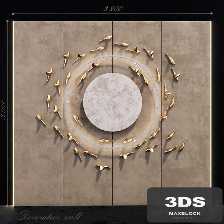 Decorative panel_Birds Gold 6