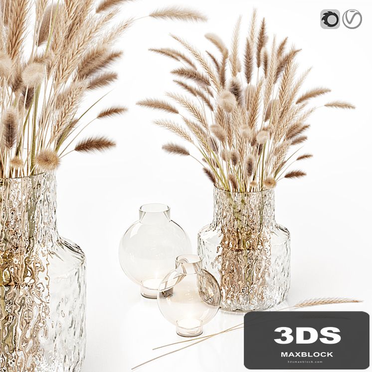 Dry flowers in glass vase