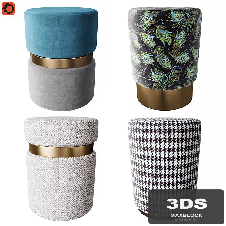 Set of modern ottomans