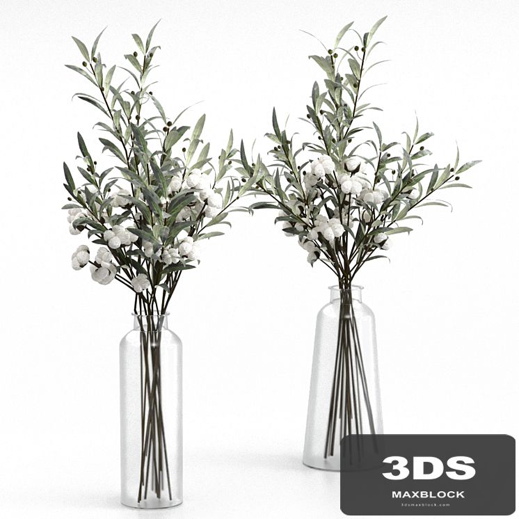 Bouquets of olives and cotton.