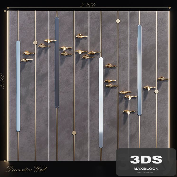 Decorative panel Birds Gold 9