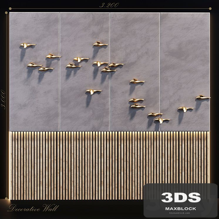 Decorative panel Birds Gold 10