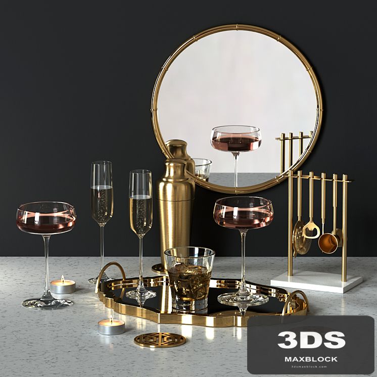 Decorative set with drinks and appliances